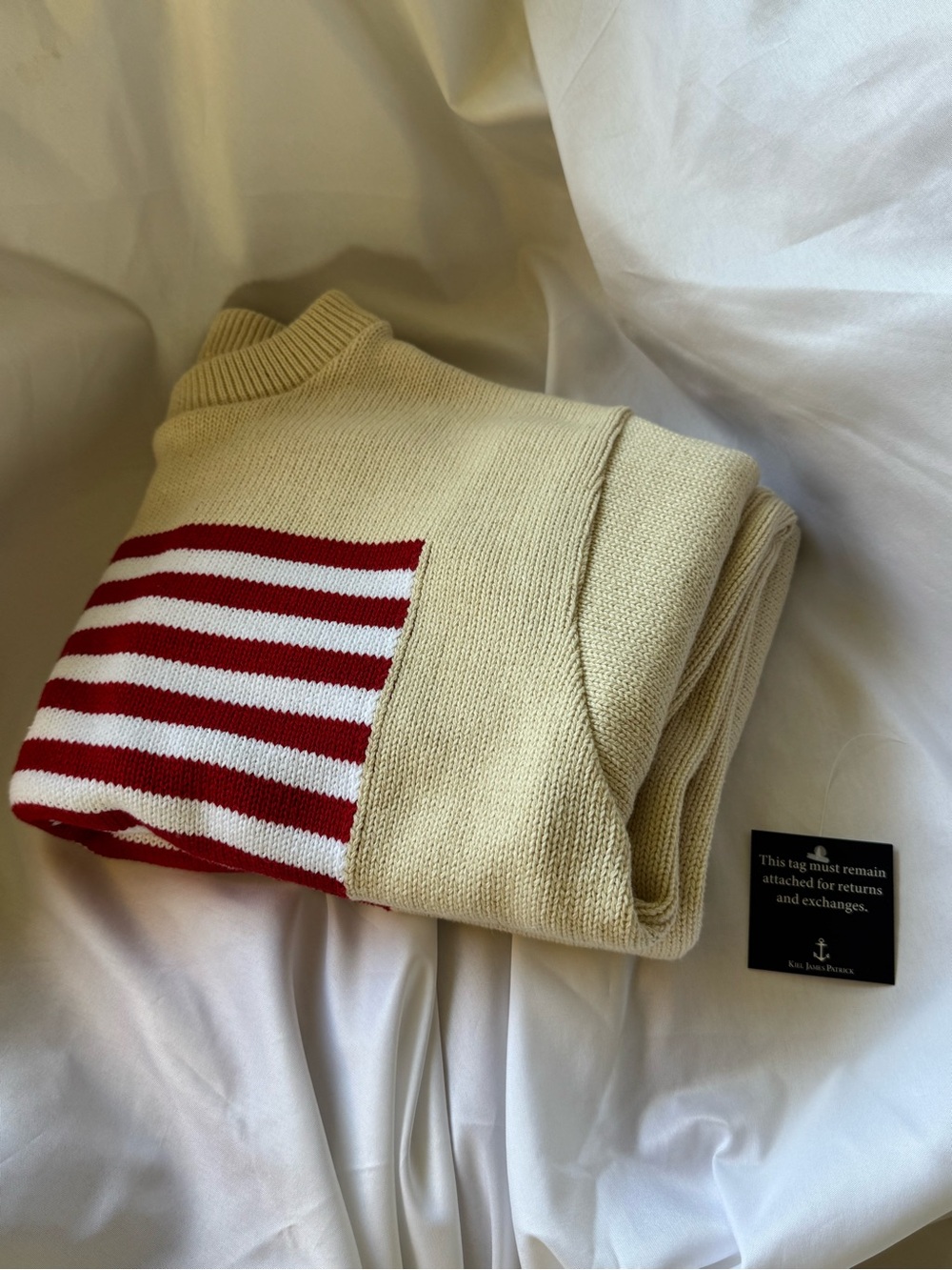 Kiel James Patrick American Yacht Flag Sweater in Cream S - Picture 13 of 14